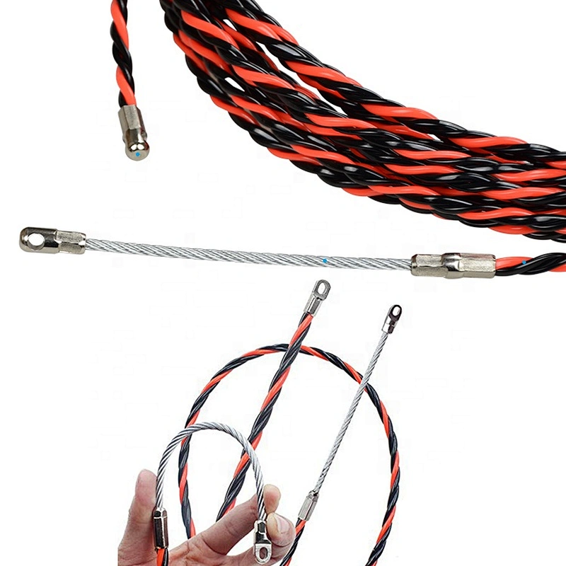 3 Core 15m 30m 50m PET Fish Tape  Red& Black Fish Tape  Colorful Core Braid Nylon Cable Puller with tube