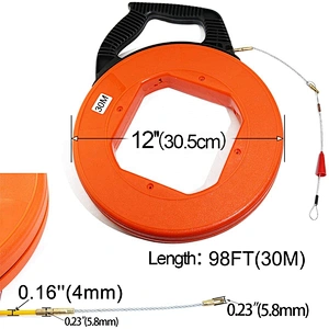 Fiberglass Wire Cable Running Rod Duct Rodder Fish Tape Puller Electricians Fish Tape Frp Cable Puller