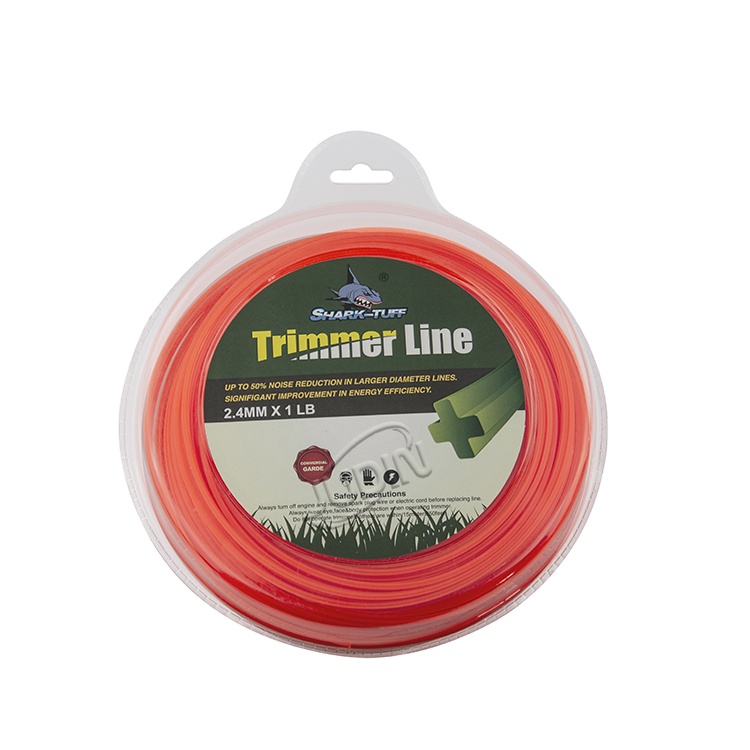 Commercial grade Cross Shape 1LB Blister Pack 2.4mm .095 Inch Nylon Weed Eater String Trimmer Line  for Brush Cutter