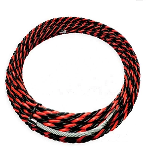 3 Core 15m 30m 50m PET Fish Tape  Red& Black Fish Tape  Colorful Core Braid Nylon Cable Puller with tube