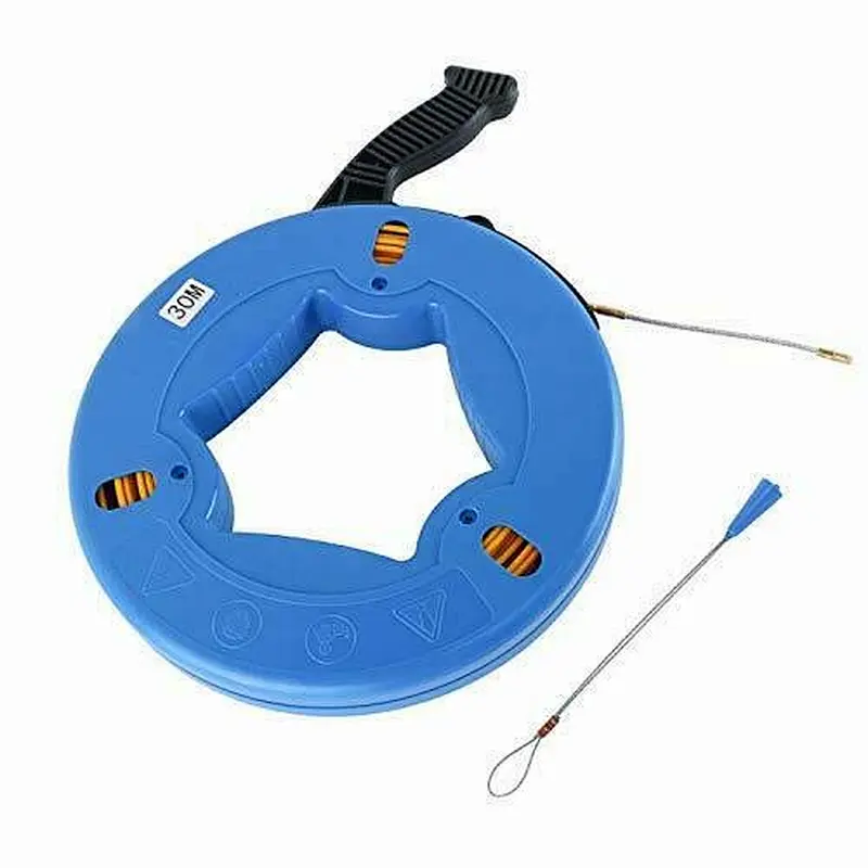 30M Fiberglass Wire Cable Electrical Fish Tape Reel, Fiberglass Wall line Reel Fishtape Puller Fish Tape