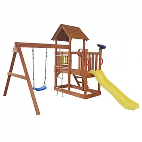 Wooden Kids Swing And Slide With Platform
