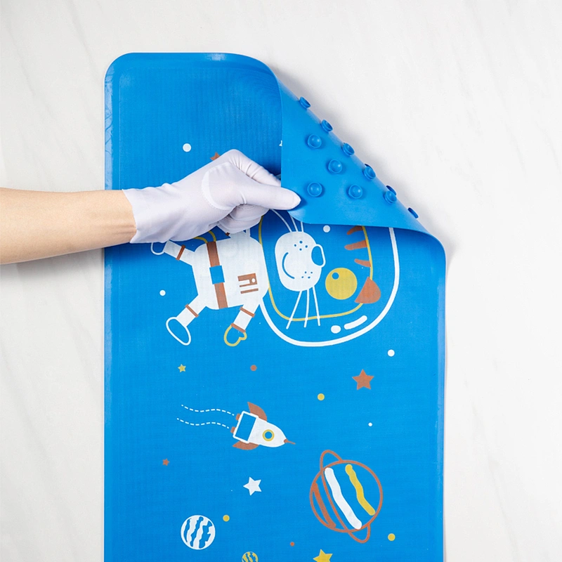 New style bathroom non-slip pad with suction cup unfortunately baby printed cartoon rubber bath pad