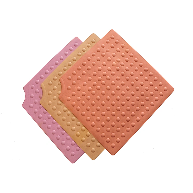 Square Classical Design Natural Rubber Bath Mat with Notch