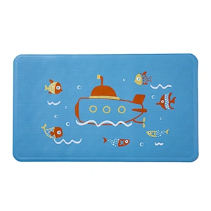 Rubber bath mat customizable pattern logo anti slip bath mat with suction cup at bottom