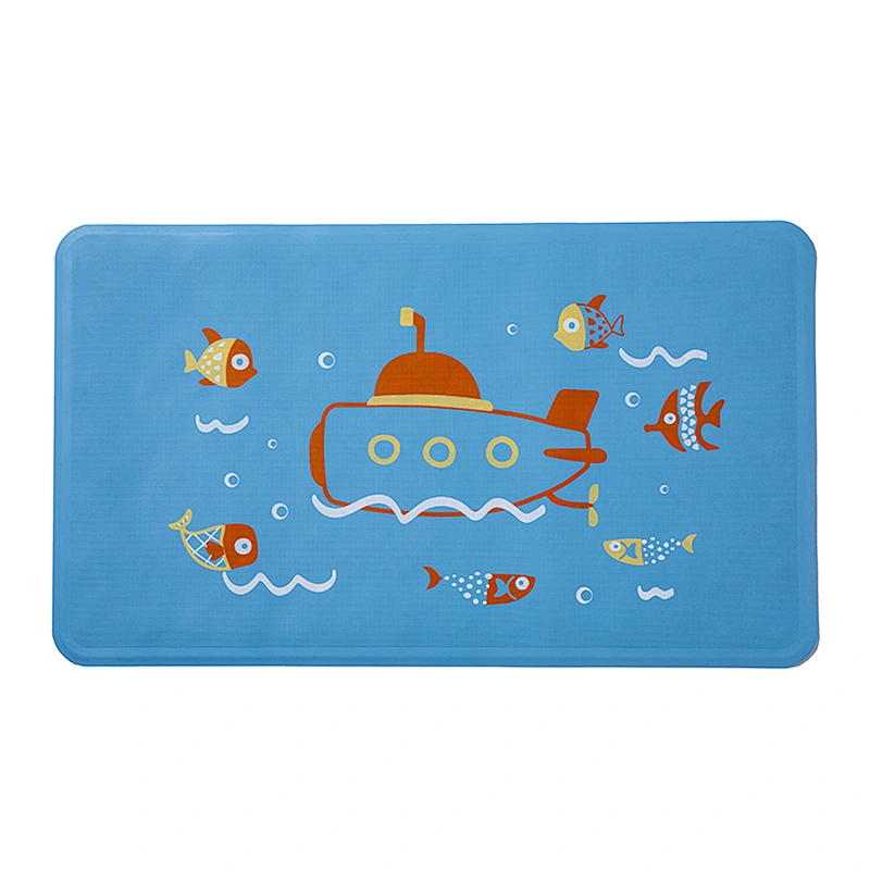 Rubber bath mat customizable pattern logo anti slip bath mat with suction cup at bottom