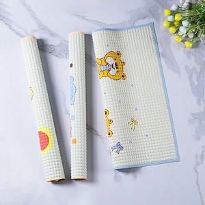 Eco friendly educational easy clean cute cartoon waterproof breathable rubber air filled rubber cot sheet