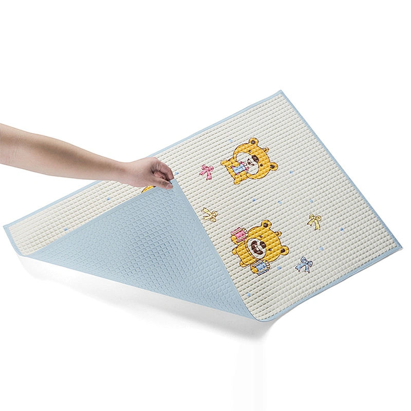 Eco friendly educational easy clean cute cartoon waterproof breathable rubber air filled rubber cot sheet