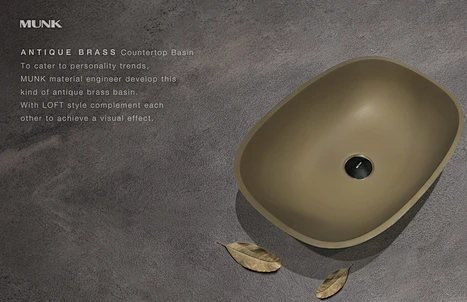 Newest color solid surface basin--Antique brass