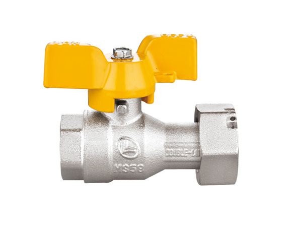 Ball valve for gas, male thread/nut, T handle