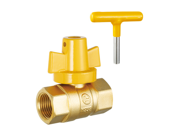 Ball valve for gas, lockable handle