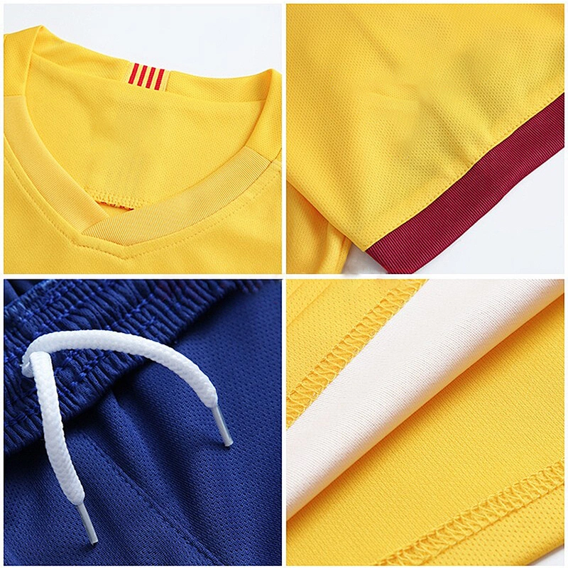 100% Polyester Latest Mesh Unisex Soccer Wear Yellow With Black