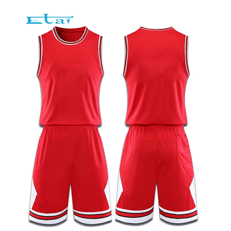 New Design Soft Breathable Quick Dry Red Mens Basketball Uniforms