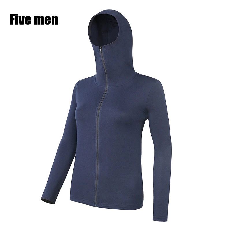 Five men 2020 new fashion zipper hoodie silver ion outdoor sport running jacket women