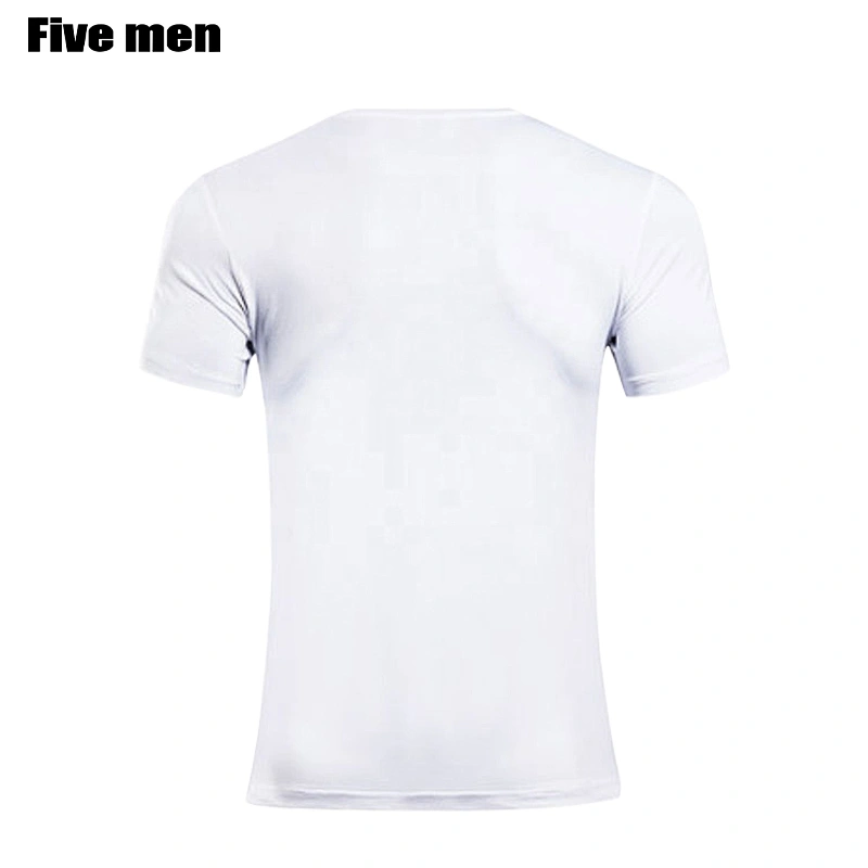 Five men 2020 clothing manufacturers overseas custom printing silver ion white tshirt