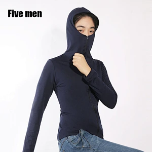 Five men 2020 new fashion zipper hoodie silver ion outdoor sport running jacket women