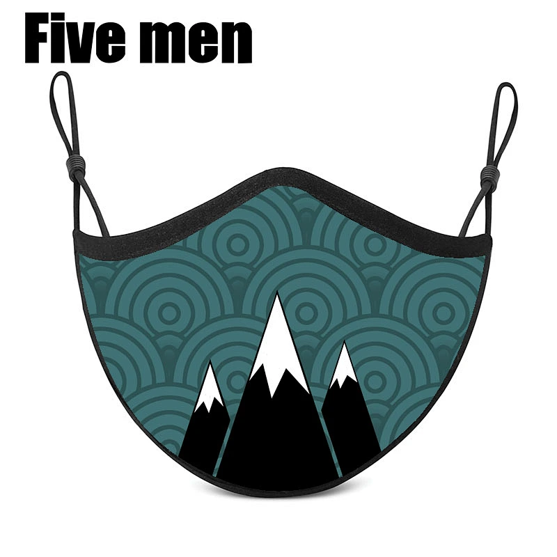 Five Men Personalized Custom Logo Party Mouth Cover Silver Ion Breathable Washable Cotton Fabric Mouth Cover