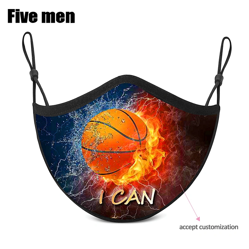 Five men custom wholesale reusable popular printed silver ion cotton face cover