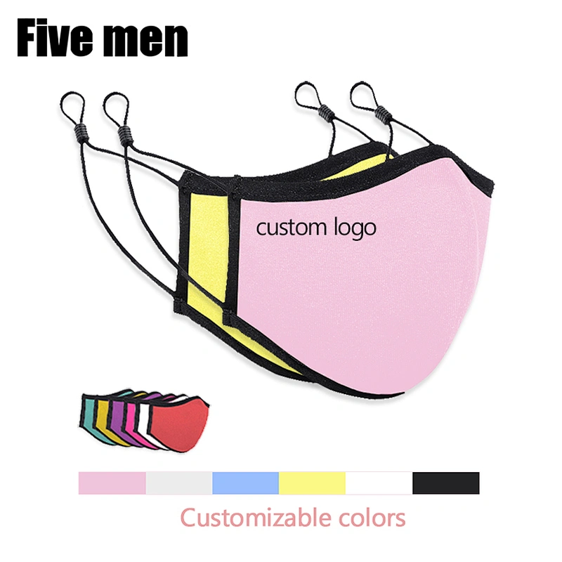 Five men custom wholesale reusable popular printed silver ion cotton face cover