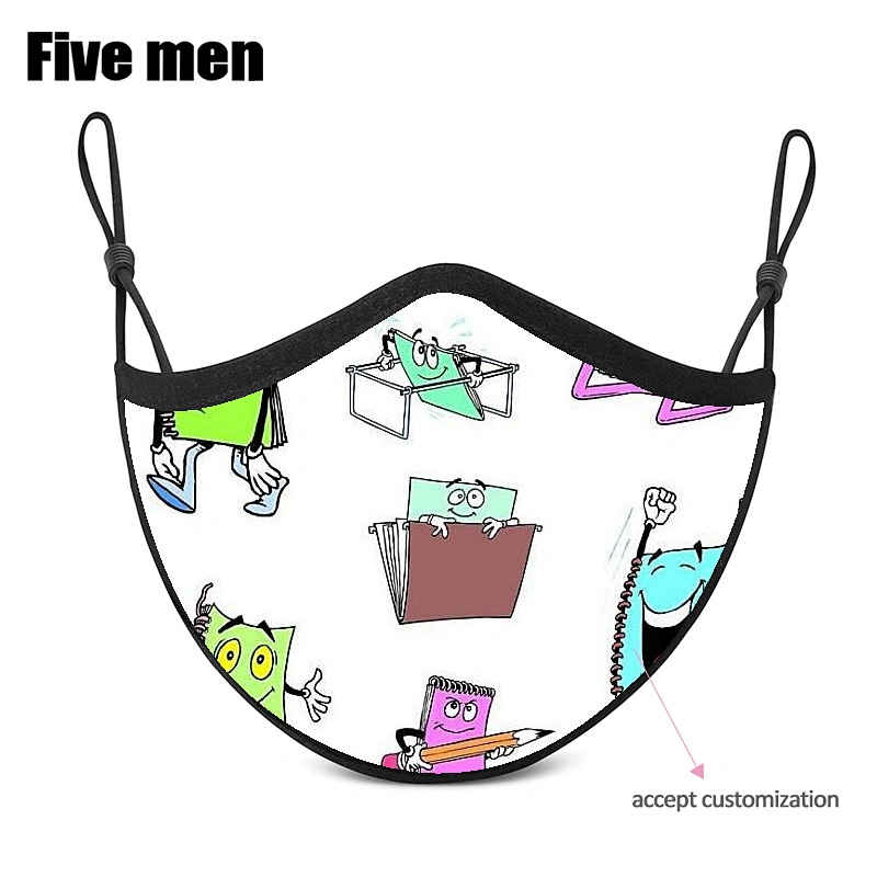 Five men custom washable reusable cotton cloth face cover for kids party