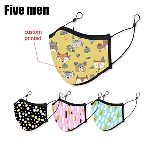 Five men custom washable reusable cotton cloth face cover for kids party