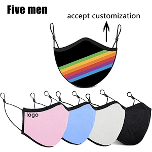 Five men wholesale silver ion party design black face cover cotton with logo