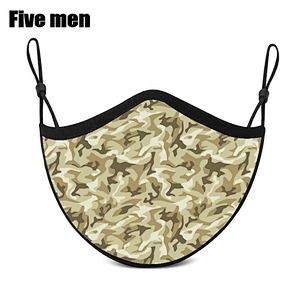 Five Men Personalized Custom Logo Party Mouth Cover Silver Ion Breathable Washable Cotton Fabric Mouth Cover