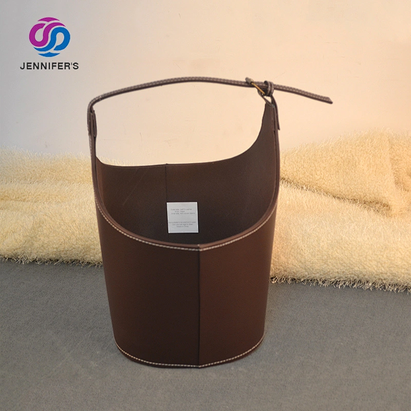 High quality soft paperboard and leather handheld canvas oblate storage Handheld basket hand carry shopping basket