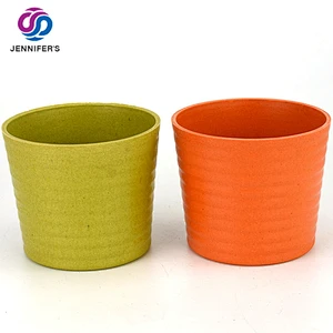 Macaron color good quality indoor and garden eco-friendly biodegradable recycled bamboo fiber flower pot