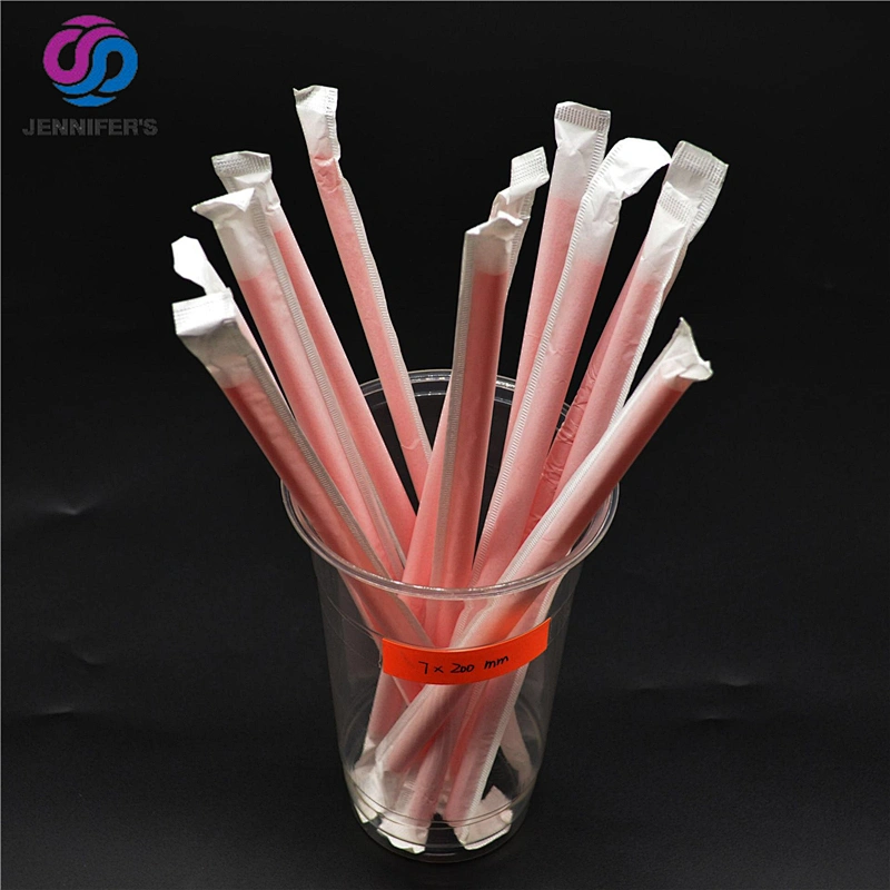 Eco-friendly Compostable Biodegradable Straight PLA Drinking Straw with paper pack