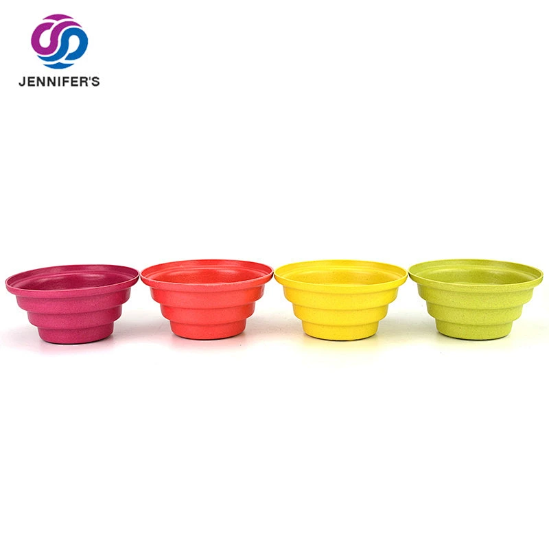 Eco-friendly recycled much Color Plant Bamboo Fiber Round Wide mouth Planter Pots