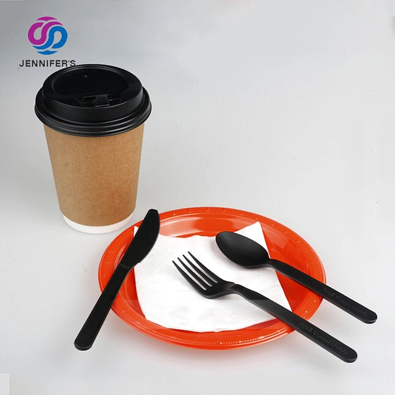 Eco friendly disposable degradable paper PLA spoon and fork knife factory