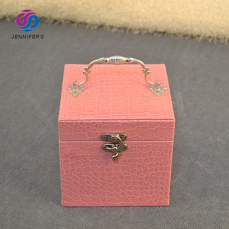 Custom luxury leather large mirror pink Jewellery packaging storage wooden gift  jewelry packaging box for girls