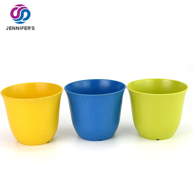 OEM Eco-friendly Biodegradable recycled bamboo fiber flower pots and colorful indoor planter pot