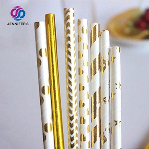 Wholesale biodegradable polka dot bar thick paper and bamboo reusable straw with hotel logo