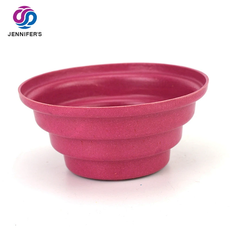 Eco-friendly recycled much Color Plant Bamboo Fiber Round Wide mouth Planter Pots