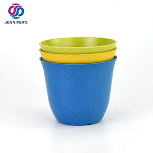 OEM Eco-friendly Biodegradable recycled bamboo fiber flower pots and colorful indoor planter pot