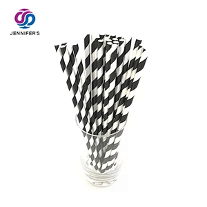 Custom printed colors striped degradable paper Drinking straw