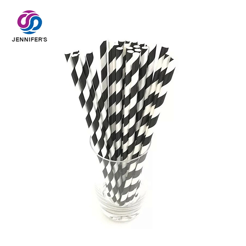 Custom printed colors striped degradable paper Drinking straw
