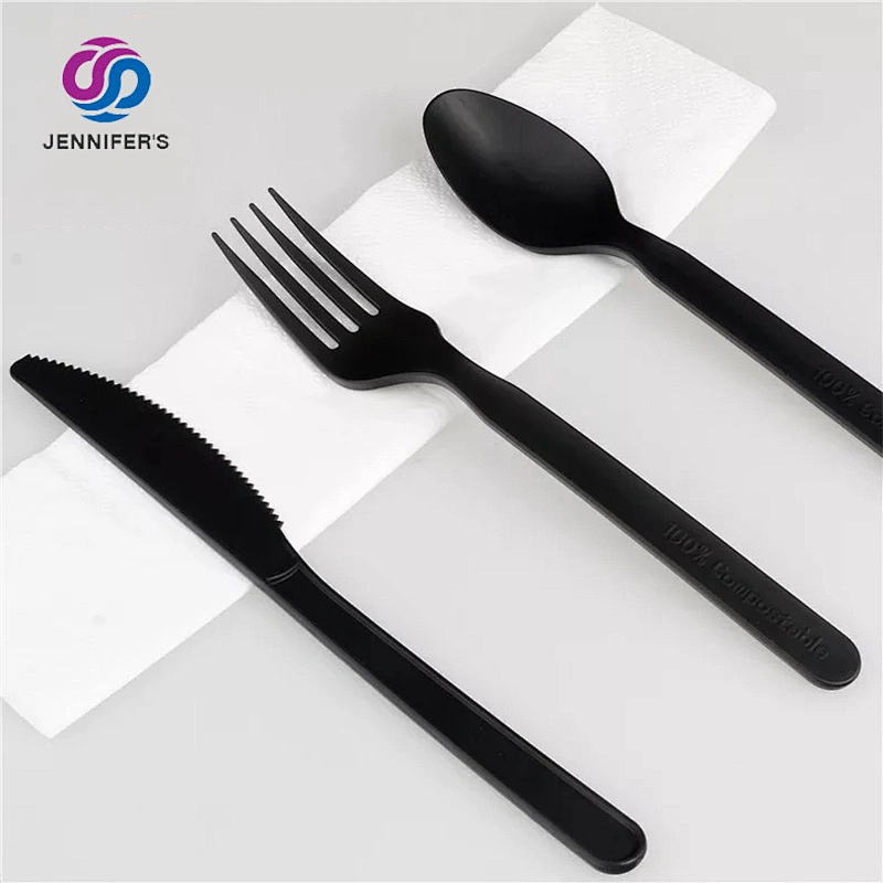 Biodegradable product paper Long handle party cake usage PLA scoop spoon and fork knife