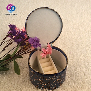 Custom Logo Round Small Pu Leather Ring jewelry packing box leather jewelry gift box