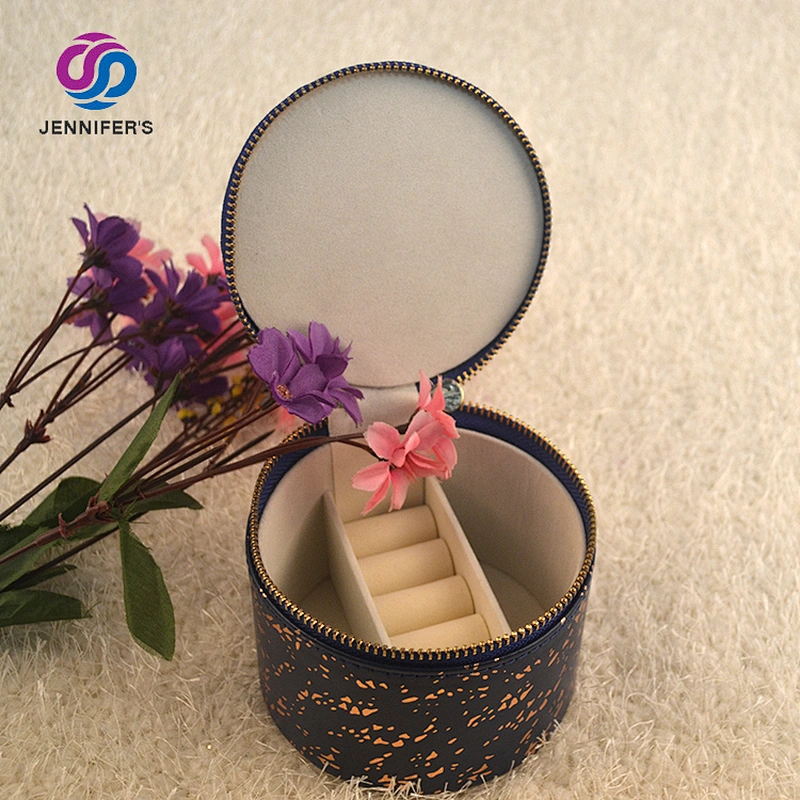 Custom Logo Round Small Pu Leather Ring jewelry packing box leather jewelry gift box