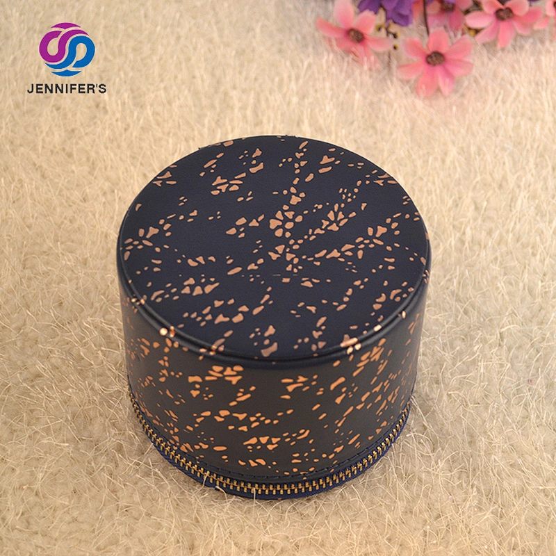 Custom Logo Round Small Pu Leather Ring jewelry packing box leather jewelry gift box