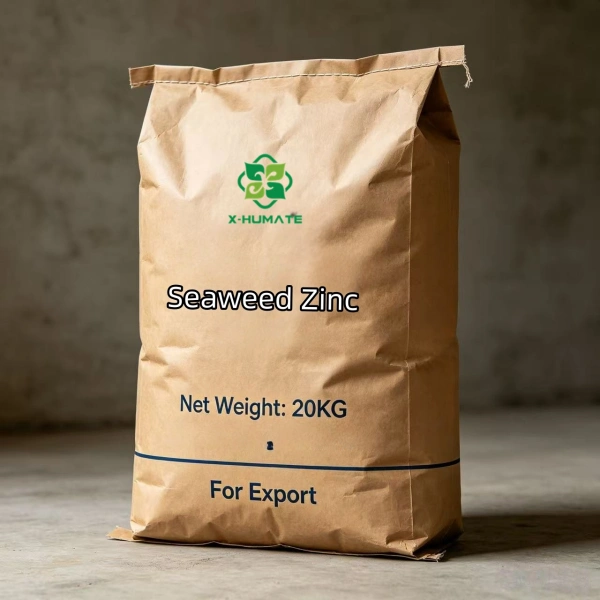 High-efficiency Seaweed chelated zinc fertilizer powder packaged in sealed bags, demonstrating the professional appearance of our Chelated Zinc Micronutrient.