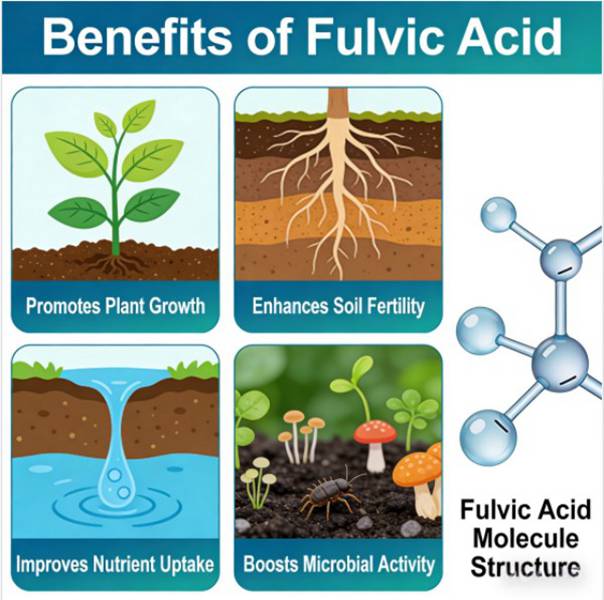 benefits of Fulvic Acid 95% Powder fertilizer grade
