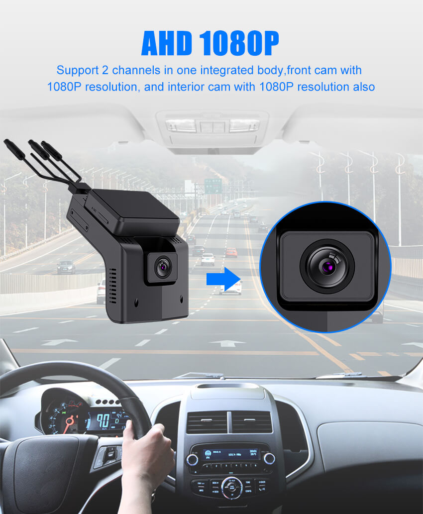 1080P Dashboard Camera Truck Vehicle Black Box Dashcam Front and Inside
