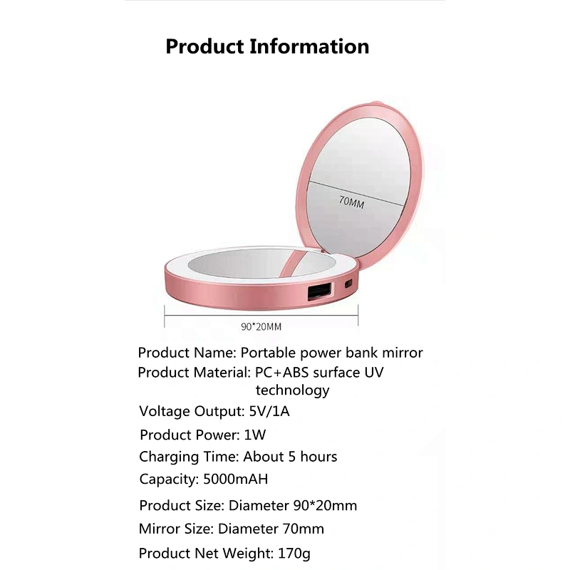 Power bank  makeup mirror