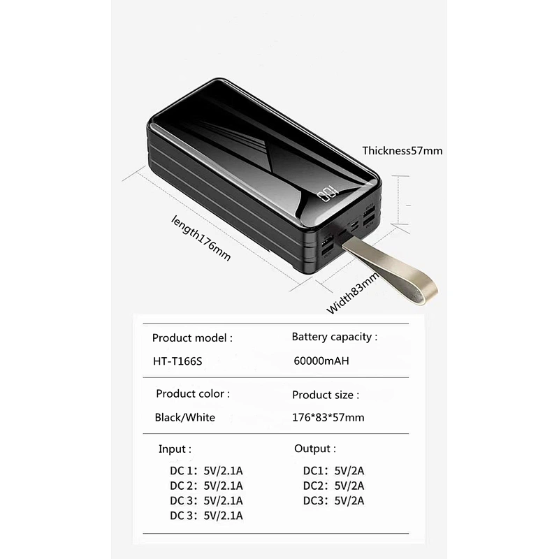 60000mAH Four Build-in line Large Capacty Charger