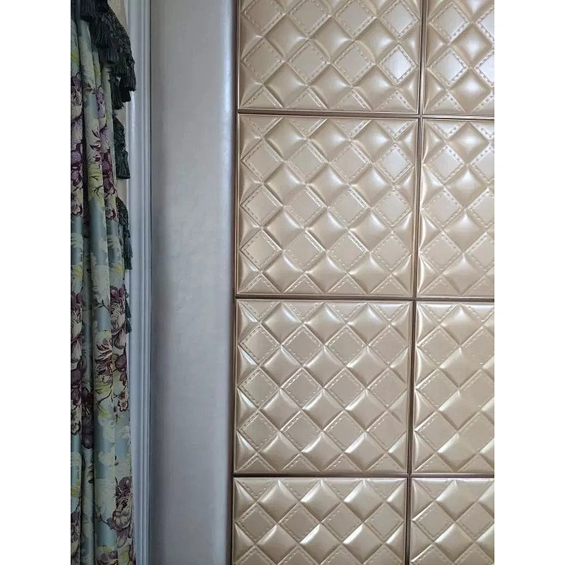 China Building Supply 3D Soft PU Leather Wall Decorative Leather Wall Panels