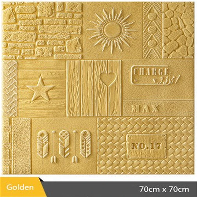 Decorated 3D wall panel sticker with self adhesive glue